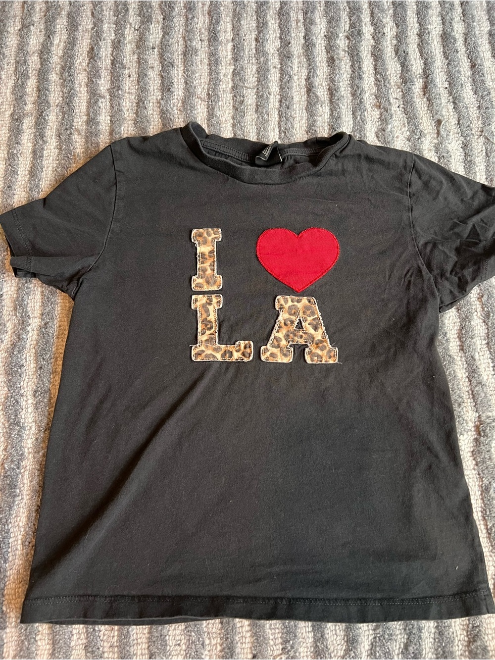 Urban Outfitters Black Tee with Red Heart and Leopard 'LA'